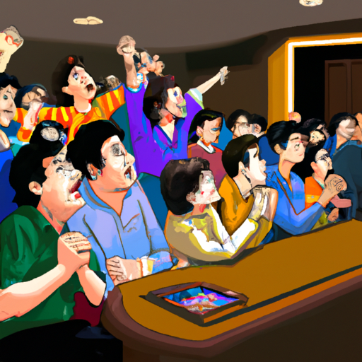 תמונה המתארת קבוצת אנשים הצופים בהתרגשות באירוע הימורים, המסמלת את הפסיכולוגיה של ההימורים.